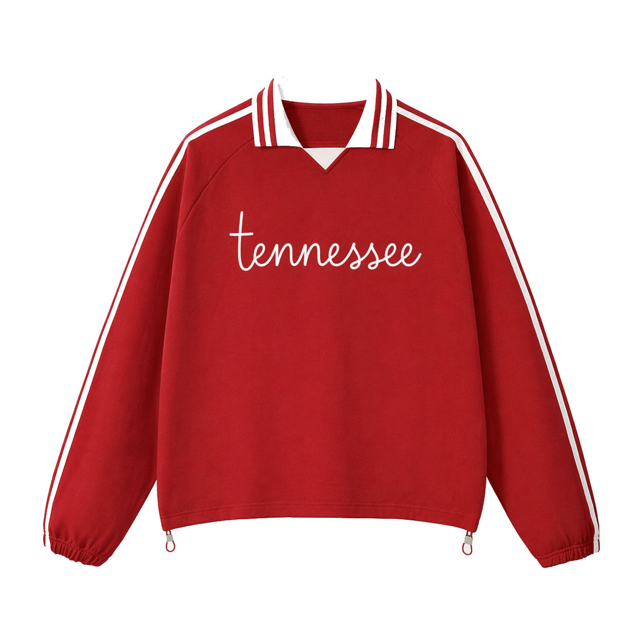Collection 3 Tennessee Contrast Striped Lapel Collar Sweatshirt - Red front