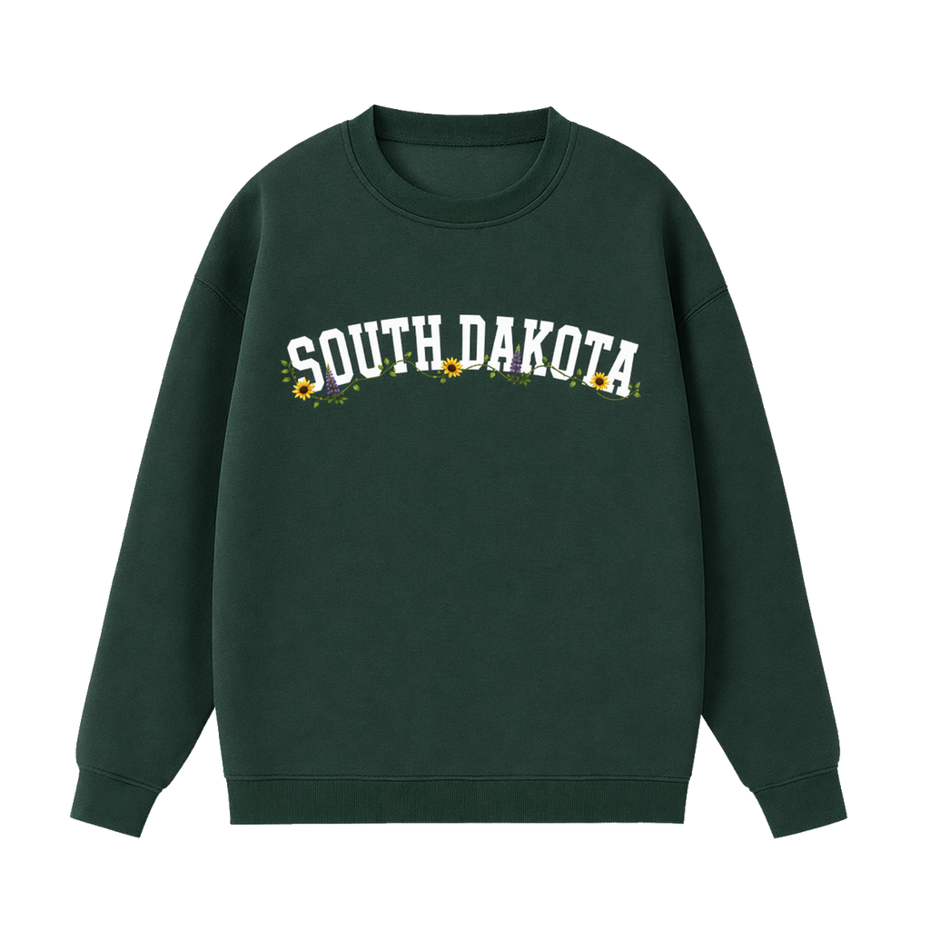 Collection 10 South Dakota Essential Heavyweight Crewneck Sweatshirt - Dark Green front