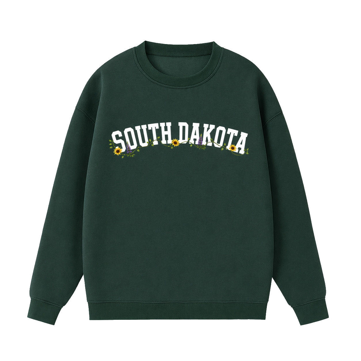 Collection 10 South Dakota Essential Heavyweight Crewneck Sweatshirt - Dark Green front
