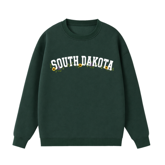 Collection 10 South Dakota Essential Heavyweight Crewneck Sweatshirt - Dark Green front