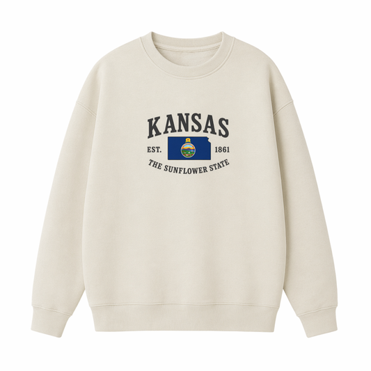Collection 8 Kansas Essential Heavyweight Crewneck Sweatshirt - Cream front