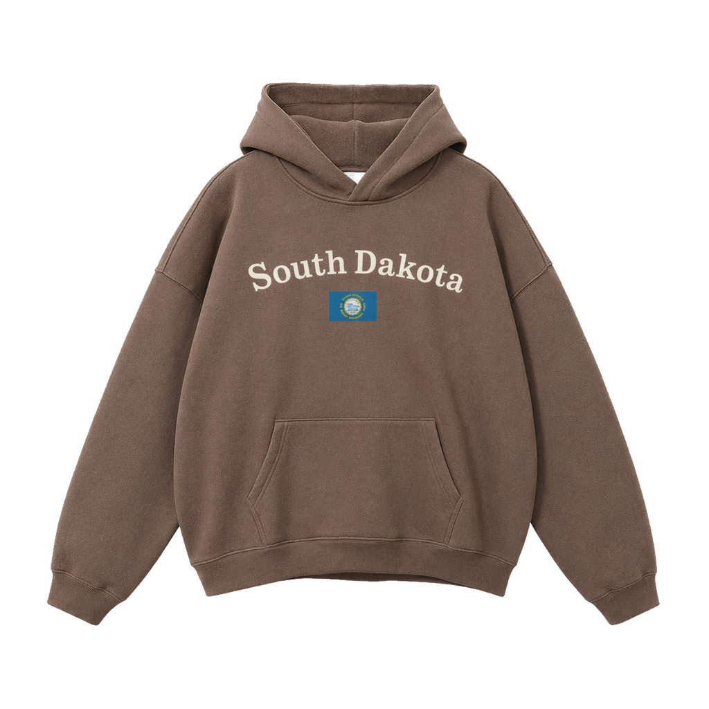 Collection 6 South Dakota Oversize Fleeced Hoodie - Brown front