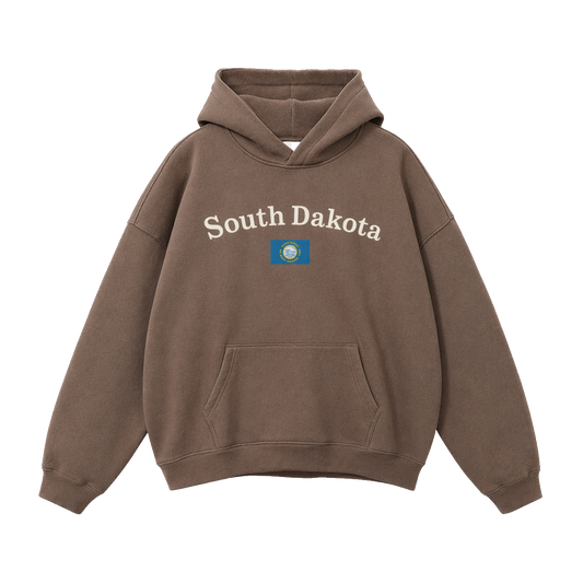 Collection 6 South Dakota Oversize Fleeced Hoodie - Brown front
