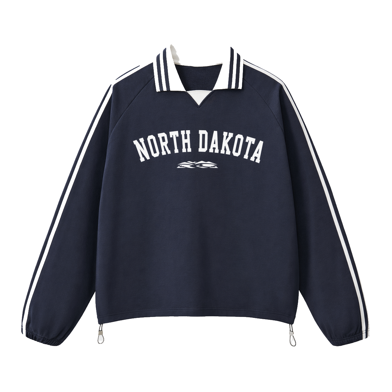 Collection 9 North Dakota Contrast Striped Lapel Collar Sweatshirt - Royal Blue front