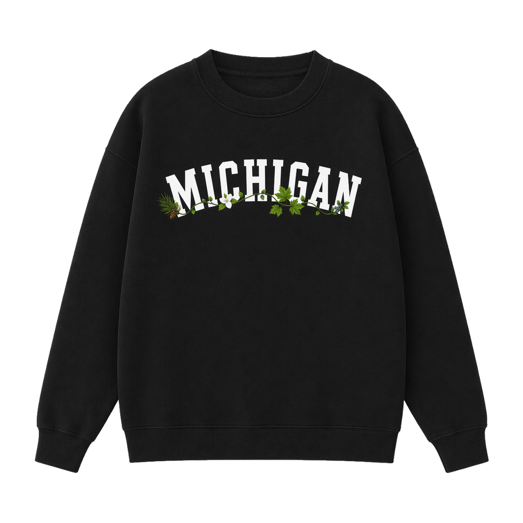 Collection 10 Michigan Essential Heavyweight Crewneck Sweatshirt - Black front