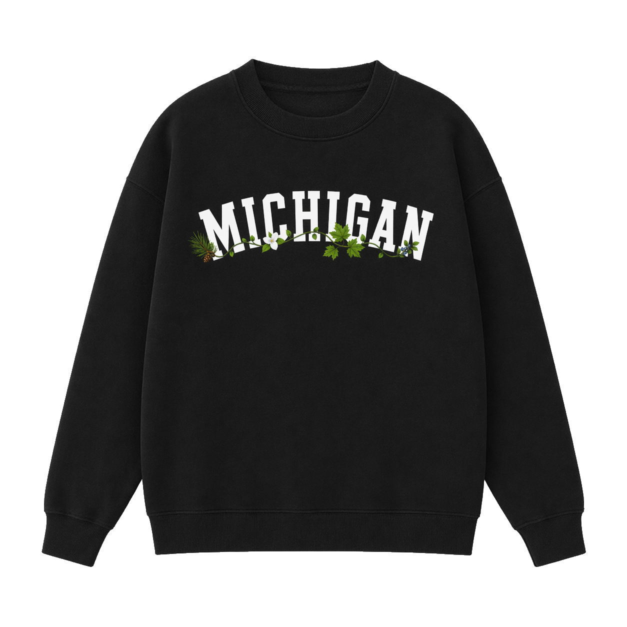 Collection 10 Michigan Essential Heavyweight Crewneck Sweatshirt - Black front