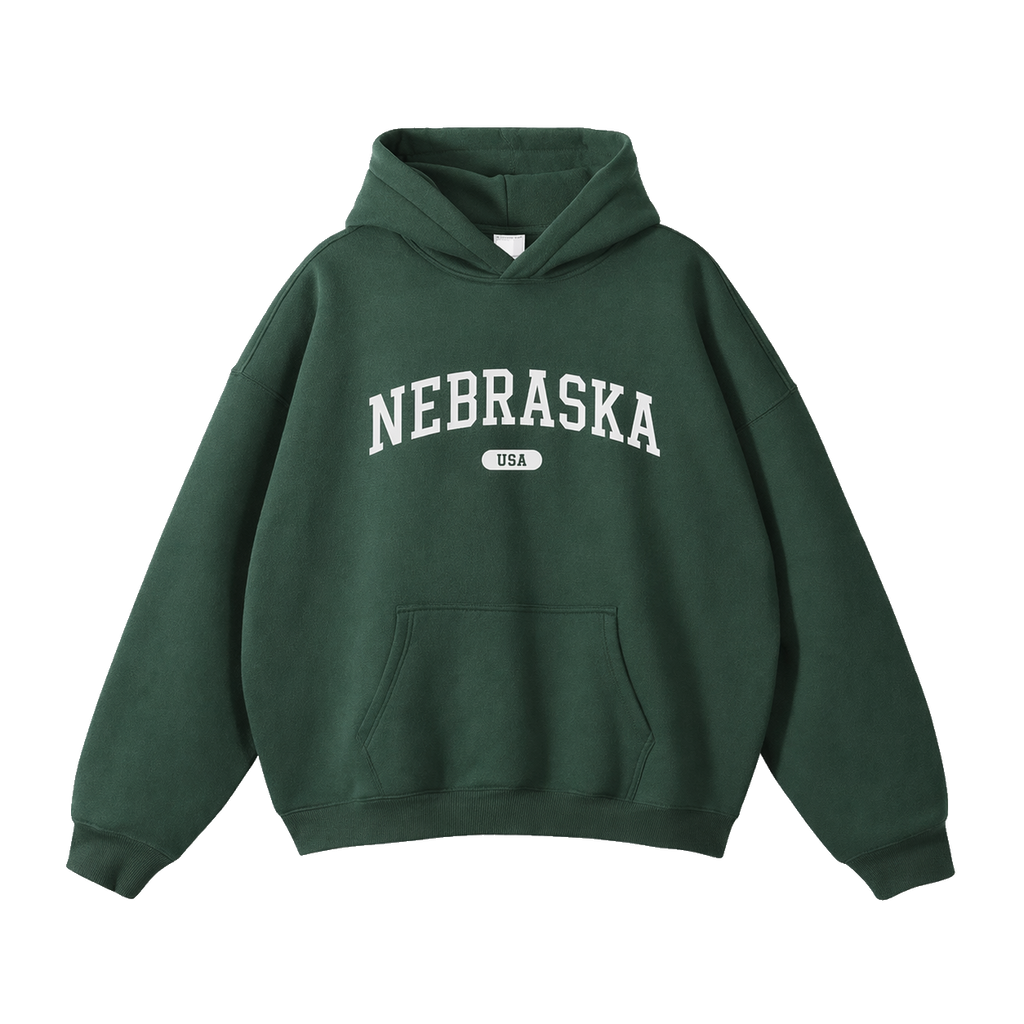 Collection 4 Nebraska Oversize Fleeced Hoodie - Eden Green front