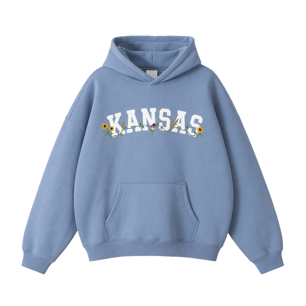 Collection 10 Kansas Oversize Fleeced Hoodie - Medium Blue front