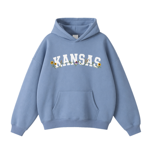 Collection 10 Kansas Oversize Fleeced Hoodie - Medium Blue front
