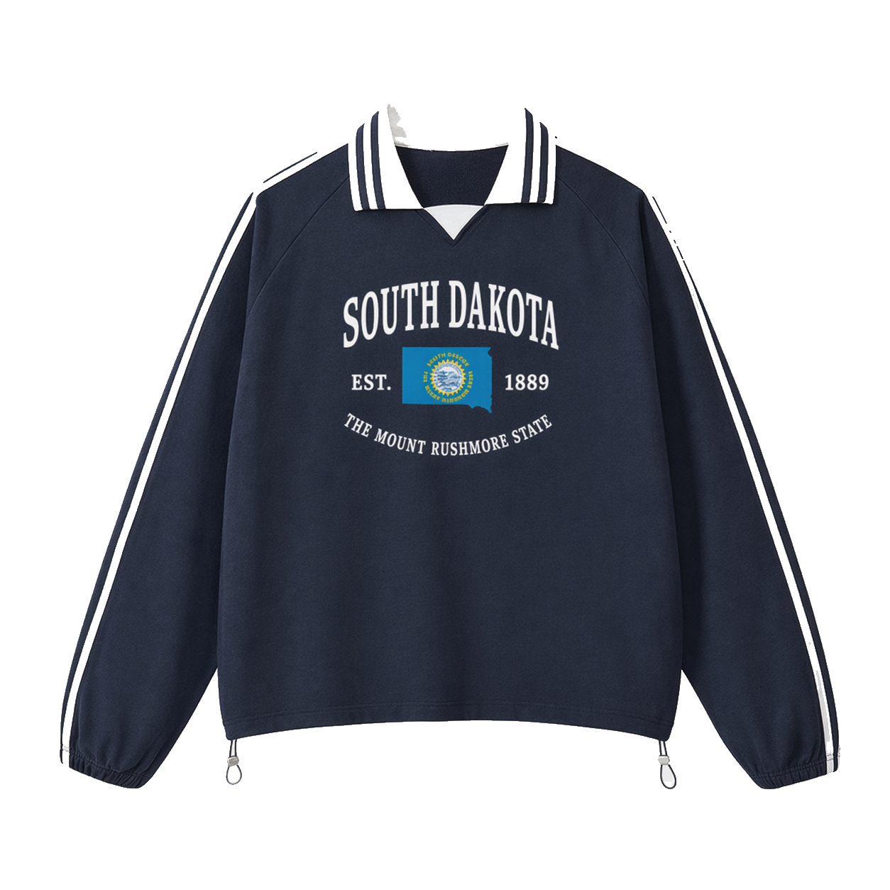 Collection 8 South Dakota Contrast Striped Lapel Collar Sweatshirt - Royal Blue front