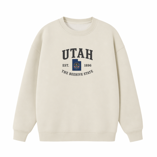 Collection 8 Utah Essential Heavyweight Crewneck Sweatshirt - Cream front