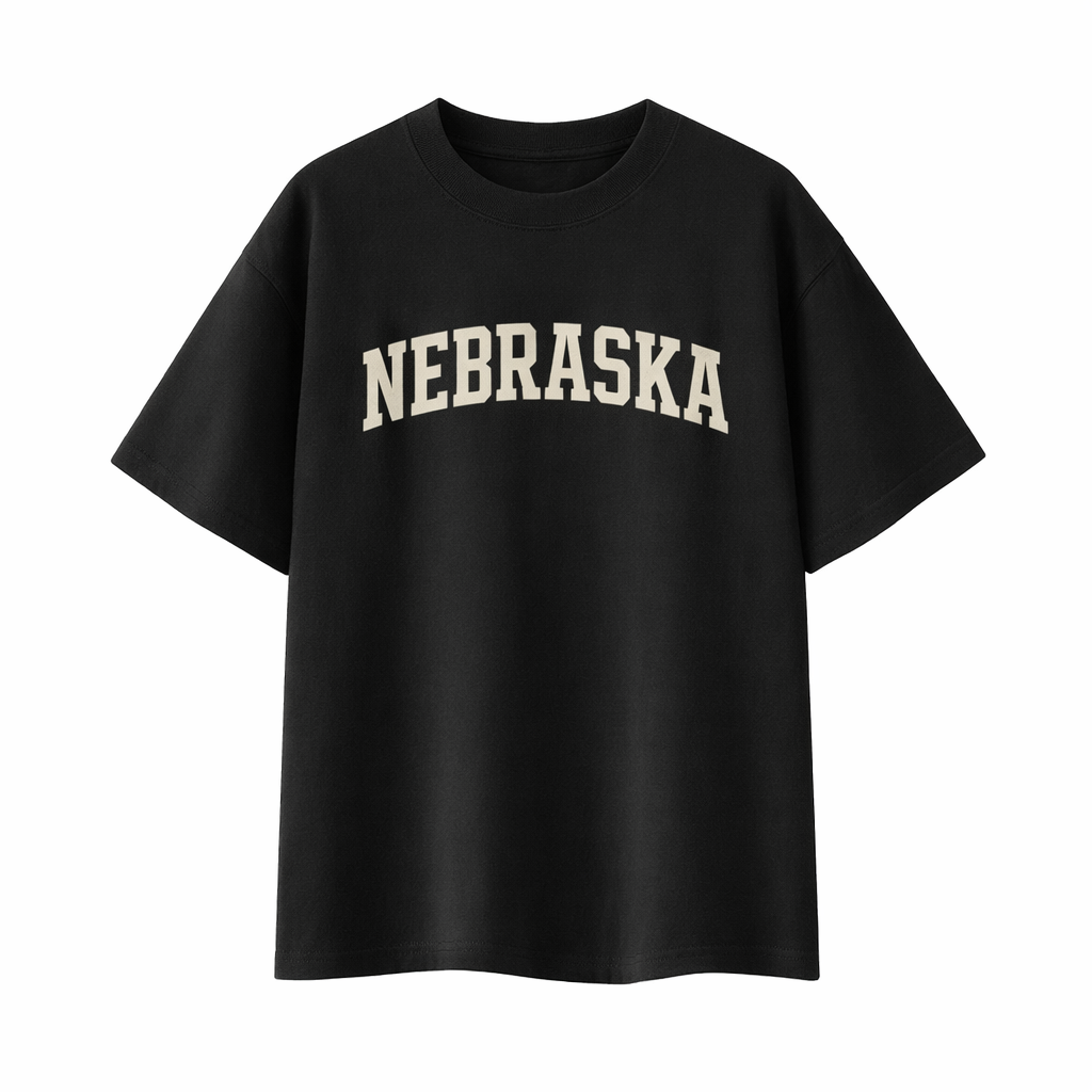Collection 1 Nebraska Essential Cotton T-Shirt - Black front