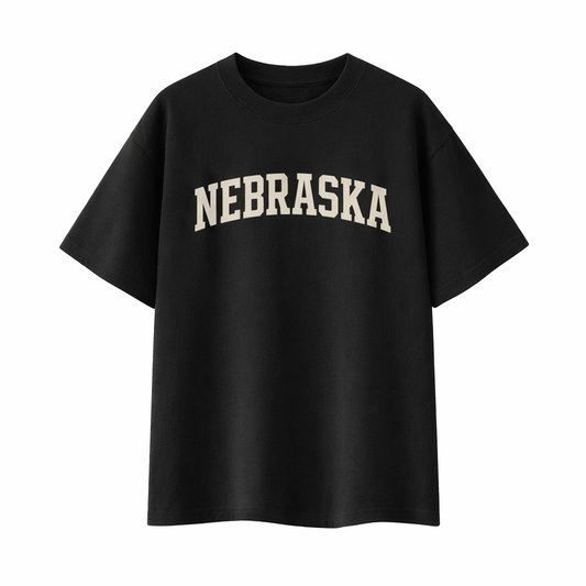 Collection 1 Nebraska Essential Cotton T-Shirt - Black front