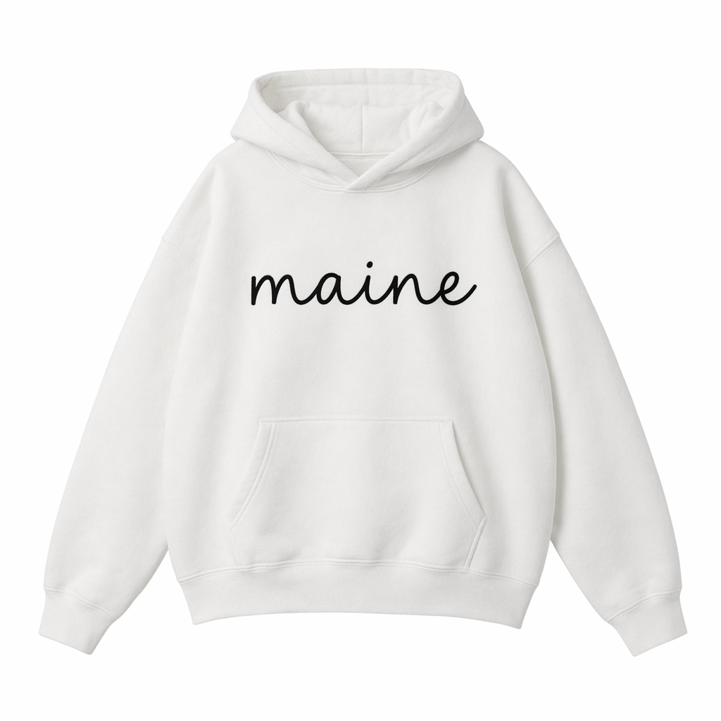 Collection 3 Maine Oversize Fleeced Hoodie - White front
