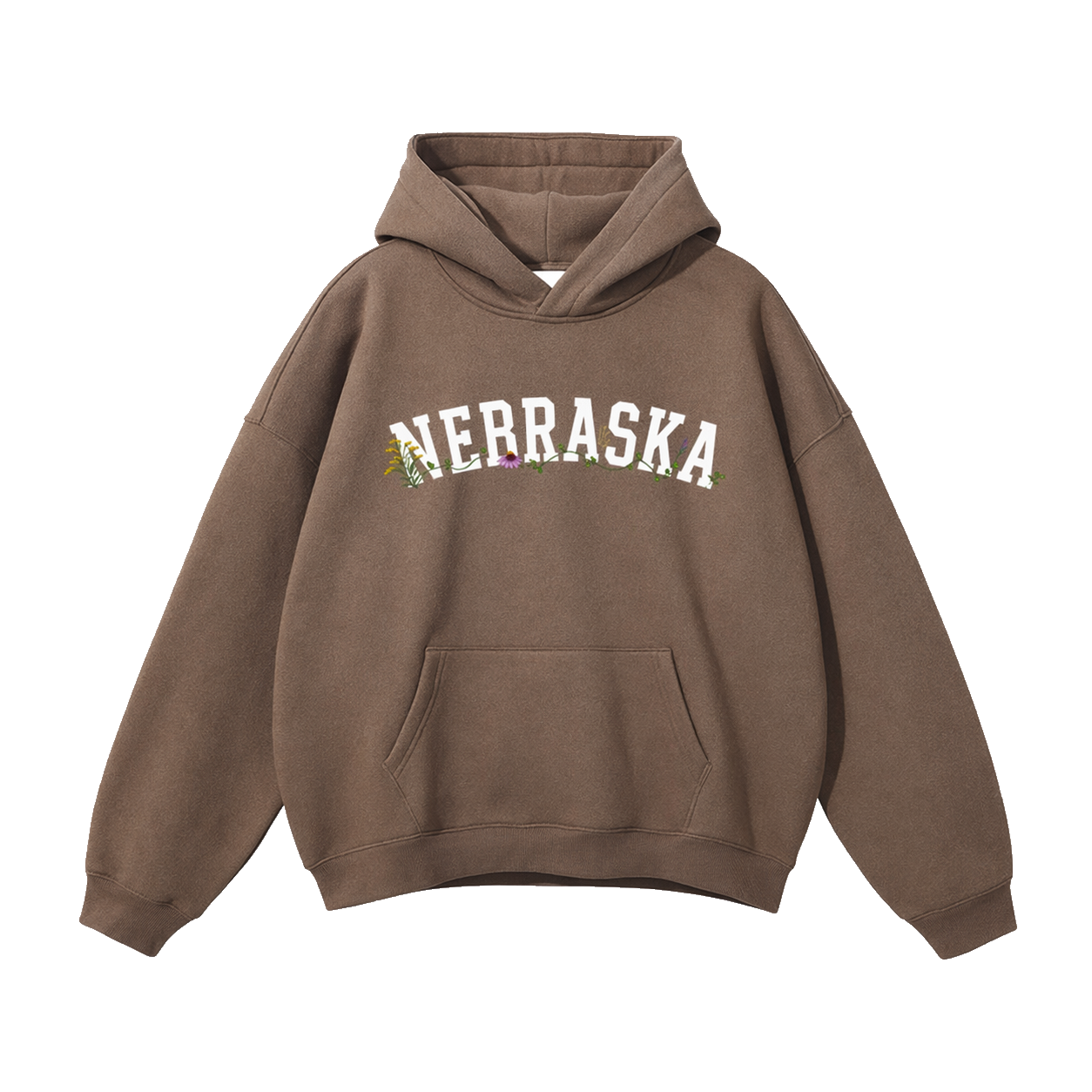 Collection 10 Nebraska Oversize Fleeced Hoodie - Brown front