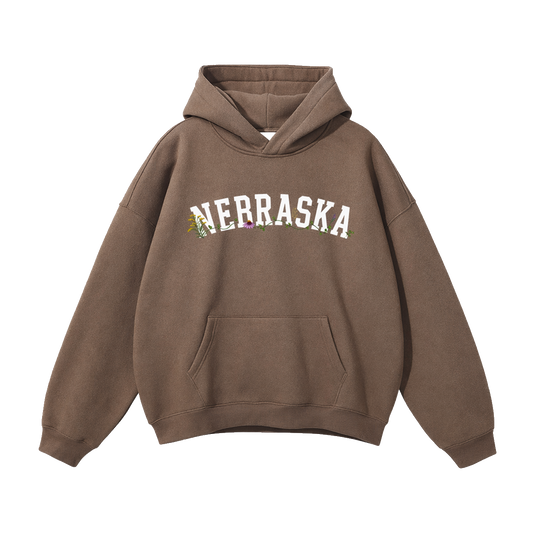 Collection 10 Nebraska Oversize Fleeced Hoodie - Brown front
