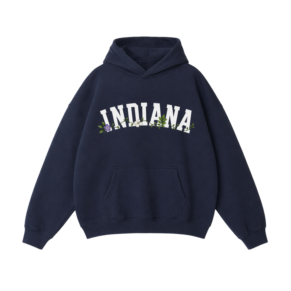 Collection 10 Indiana Oversize Fleeced Hoodie - Navy Blue front
