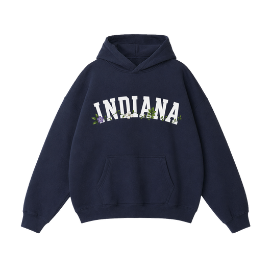 Collection 10 Indiana Oversize Fleeced Hoodie - Navy Blue front