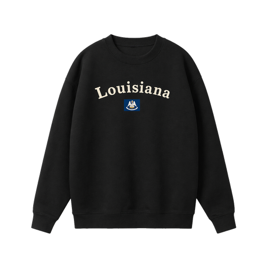 Collection 6 Louisiana Essential Heavyweight Crewneck Sweatshirt - Black front