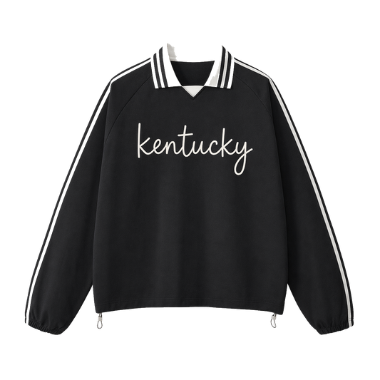 Collection 3 Kentucky Contrast Striped Lapel Collar Sweatshirt - Black front