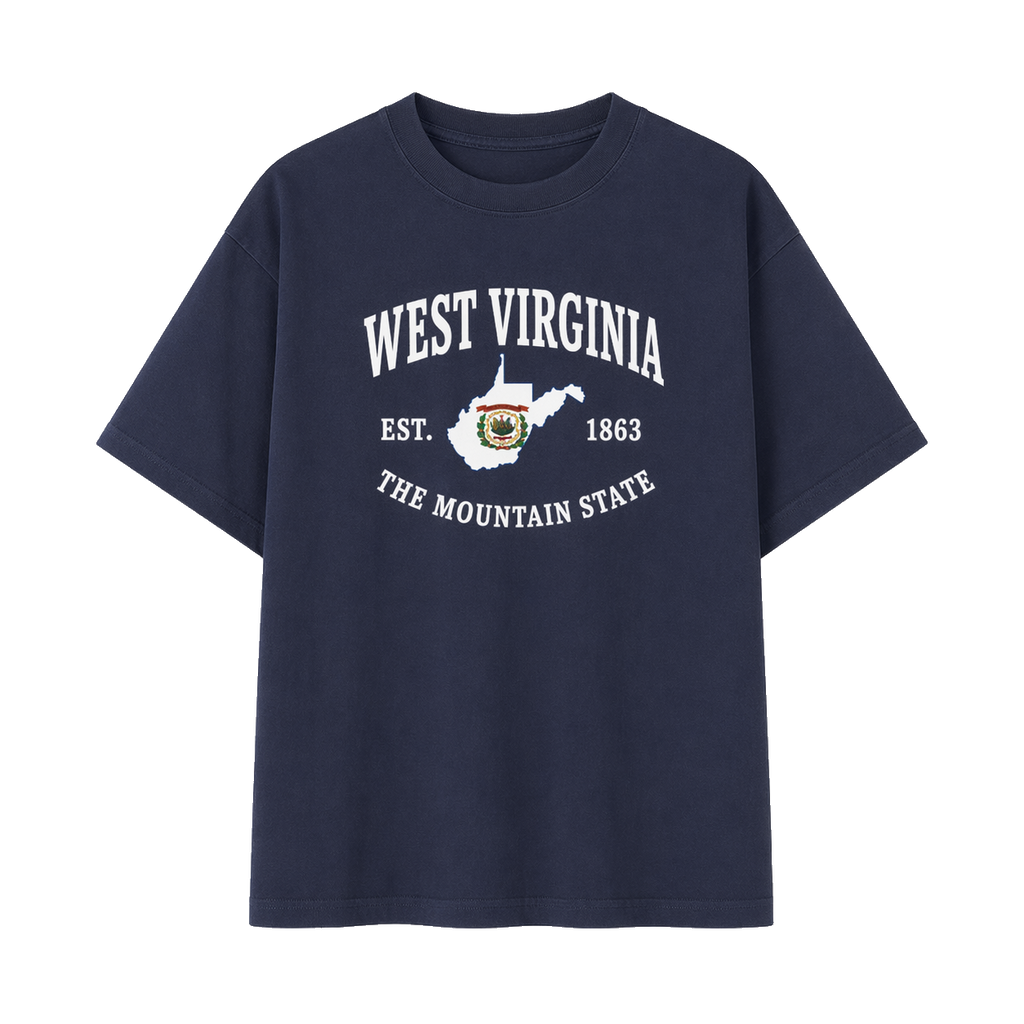 Collection 8 West Virginia Essential Cotton T-Shirt - Navy Blue front