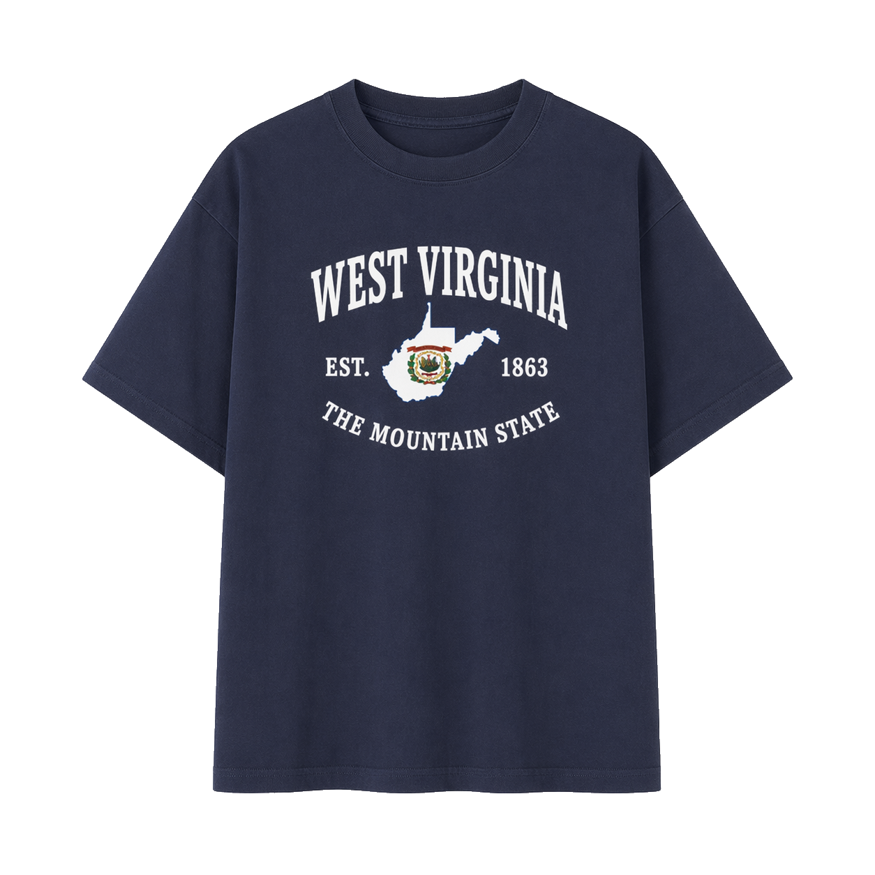 Collection 8 West Virginia Essential Cotton T-Shirt - Navy Blue front