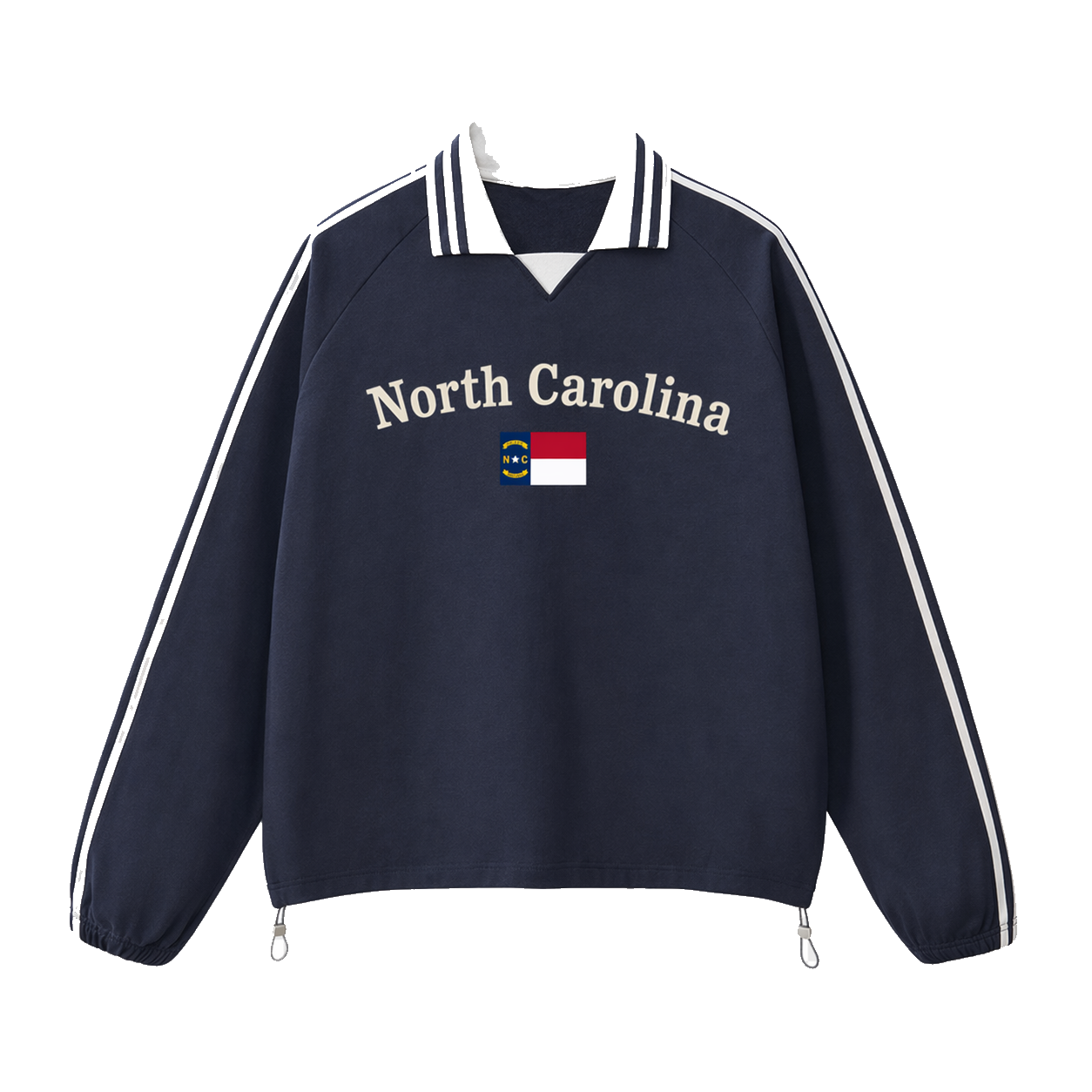 Collection 6 North Carolina Contrast Striped Lapel Collar Sweatshirt - Royal Blue front