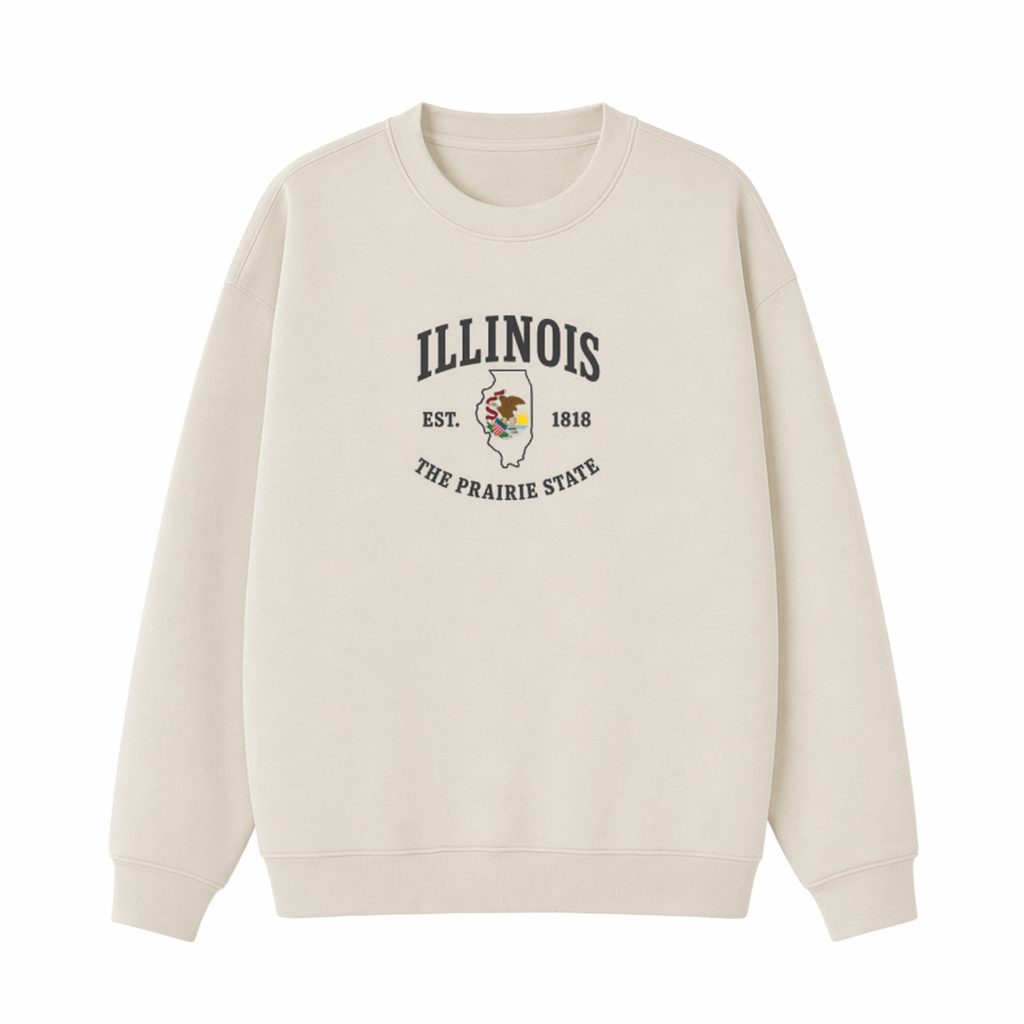 Collection 8 Illinois Essential Heavyweight Crewneck Sweatshirt - Cream front