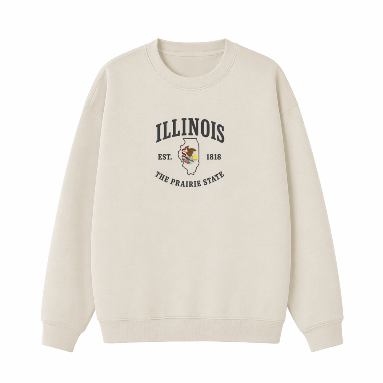Collection 8 Illinois Essential Heavyweight Crewneck Sweatshirt - Cream front