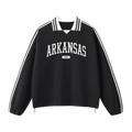Collection 4 Arkansas Contrast Striped Lapel Collar Sweatshirt - Black front