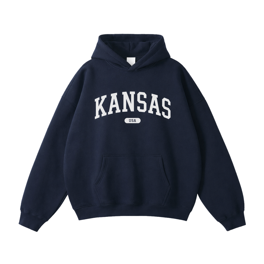 Collection 4 Kansas Oversize Fleeced Hoodie - Navy Blue front