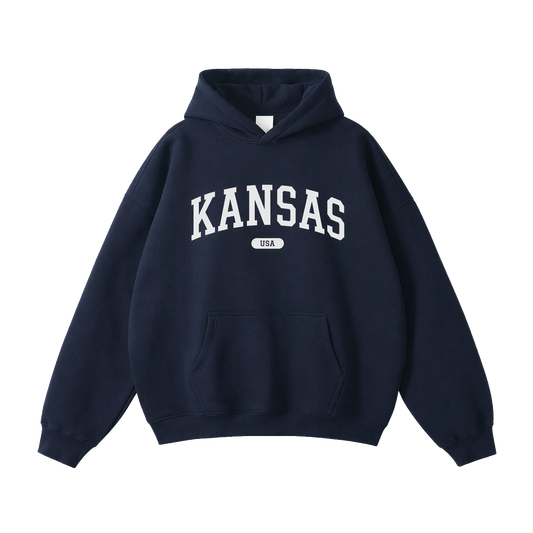 Collection 4 Kansas Oversize Fleeced Hoodie - Navy Blue front