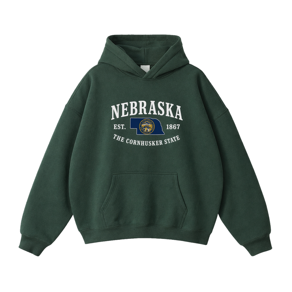 Collection 8 Nebraska Oversize Fleeced Hoodie - Eden Green front
