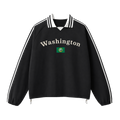 Collection 6 Washington Contrast Striped Lapel Collar Sweatshirt - Black front
