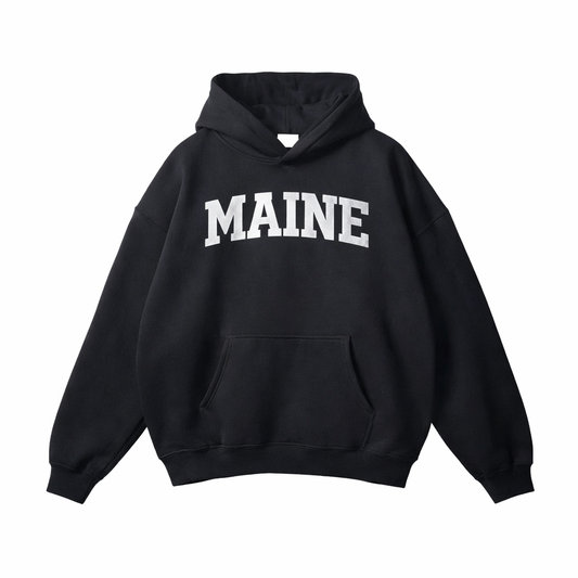 Collection 1 Maine Oversize Fleeced Hoodie - Black front