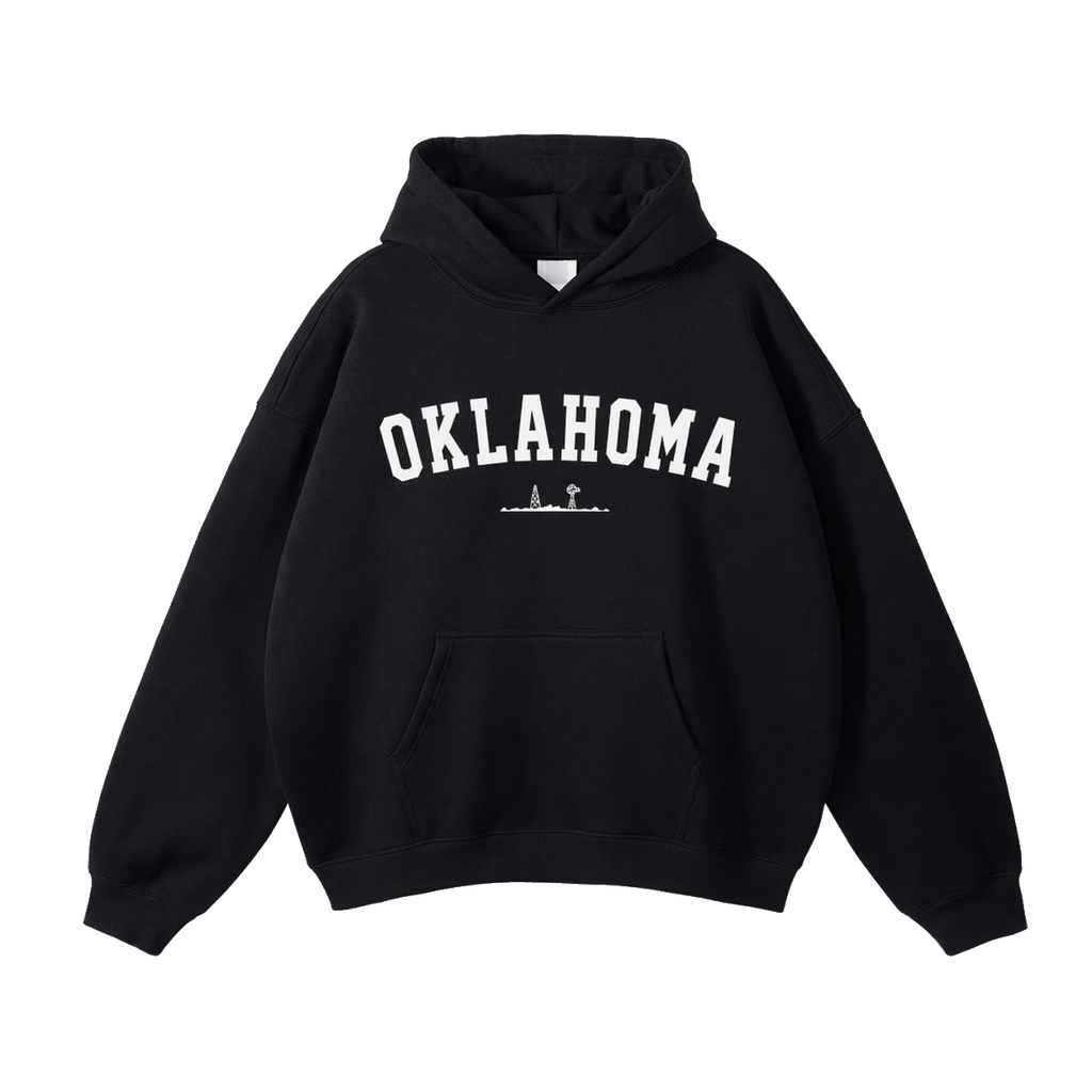 Collection 9 Oklahoma Oversize Fleeced Hoodie - Black front