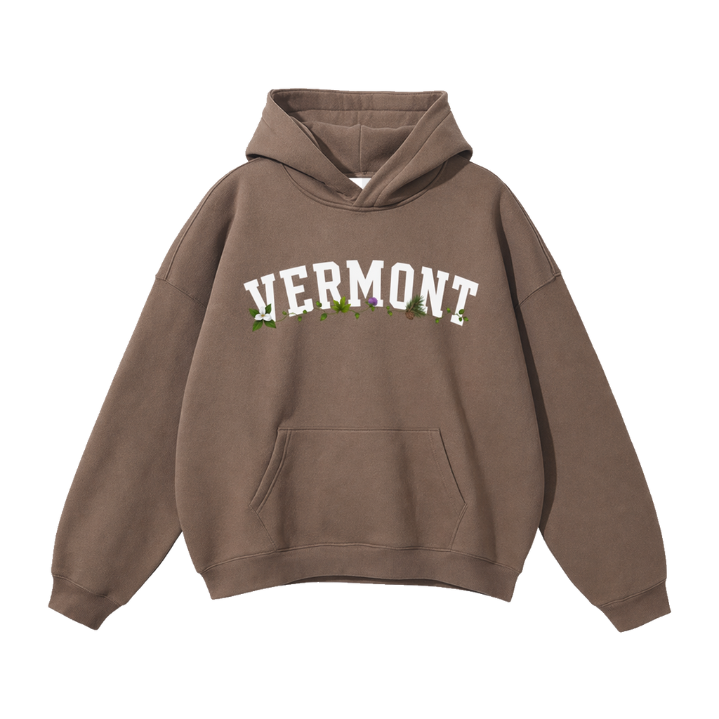 Collection 10 Vermont Oversize Fleeced Hoodie - Brown front