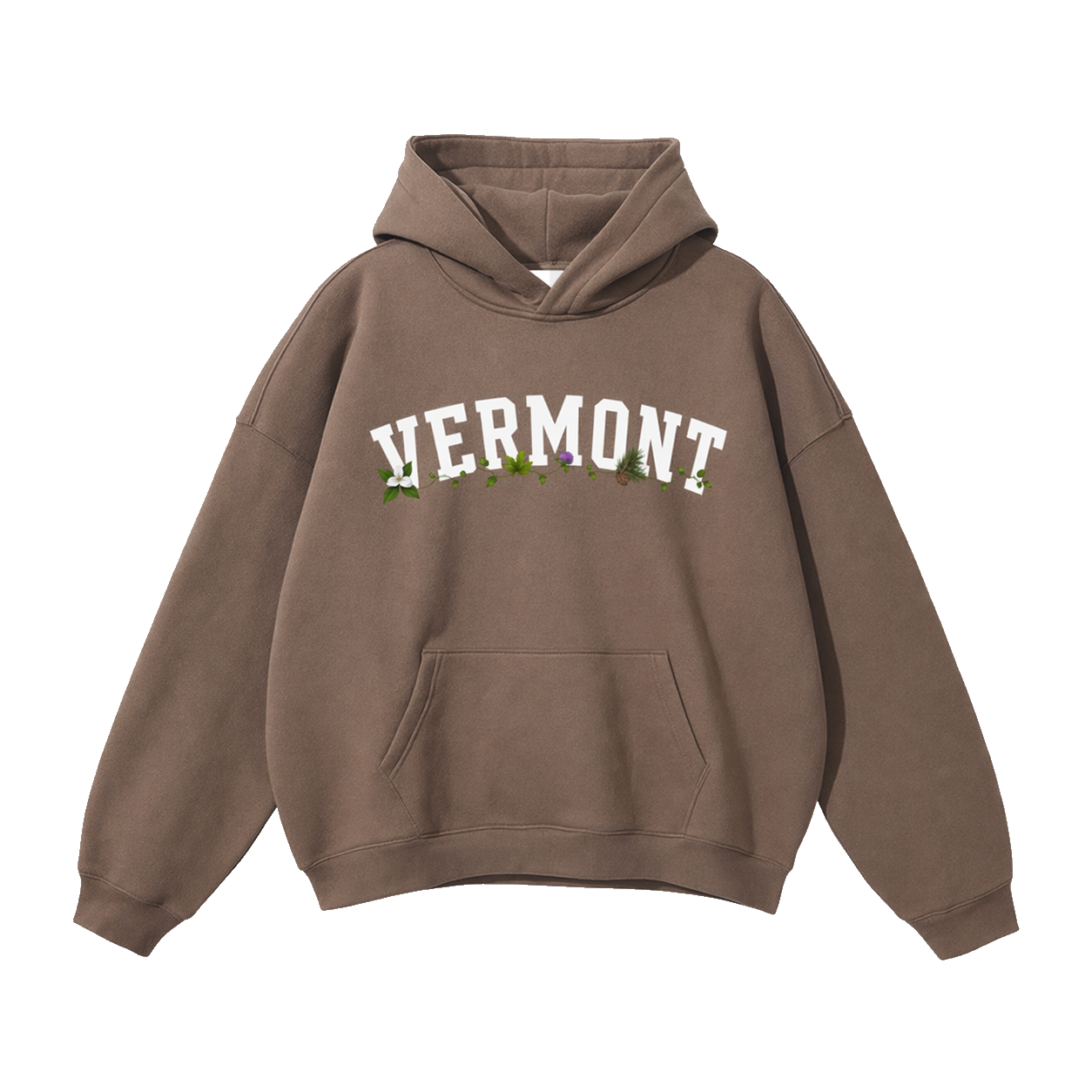 Collection 10 Vermont Oversize Fleeced Hoodie - Brown front