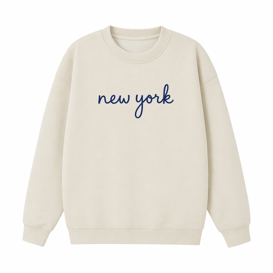 Collection 3 New York Essential Heavyweight Crewneck Sweatshirt - Cream front
