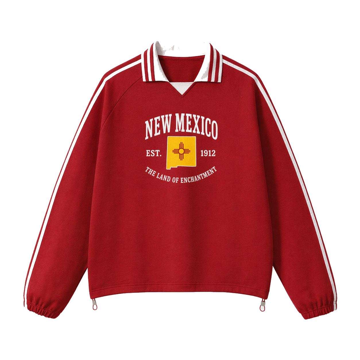 Collection 8 New Mexico Contrast Striped Lapel Collar Sweatshirt - Red front