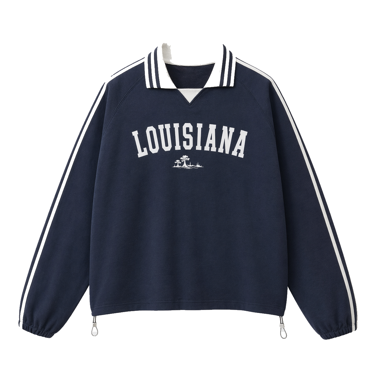 Collection 9 Louisiana Contrast Striped Lapel Collar Sweatshirt - Royal Blue front