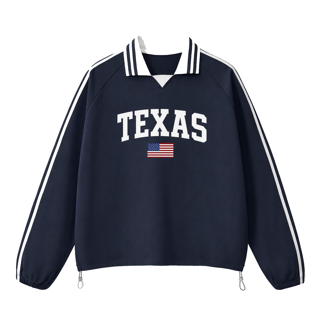 Collection 2 Texas Contrast Striped Lapel Collar Sweatshirt - Royal Blue front