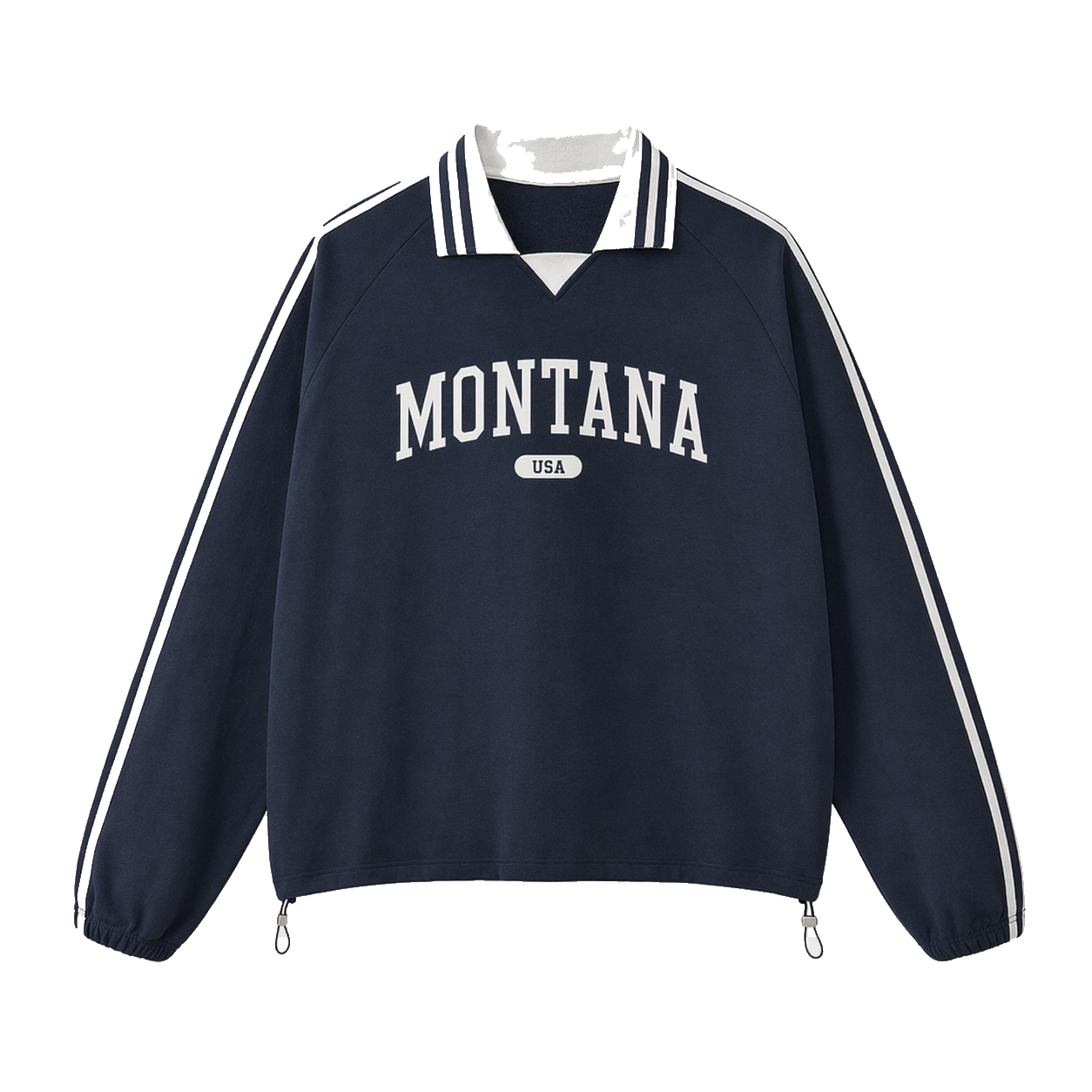Collection 4 Montana Contrast Striped Lapel Collar Sweatshirt - Royal Blue front