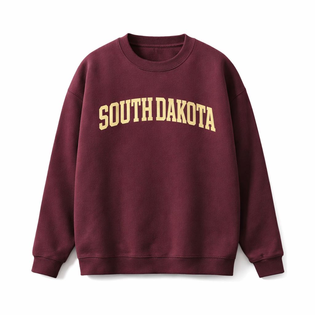 Collection 1 South Dakota Essential Heavyweight Crewneck Sweatshirt - Dull Red front