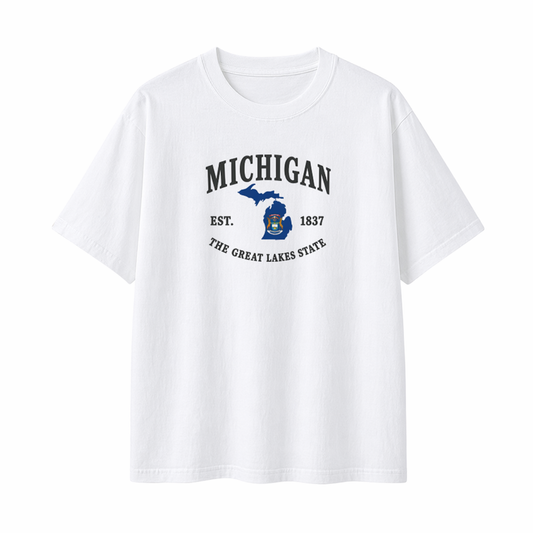 Collection 8 Michigan Essential Cotton T-Shirt - White front