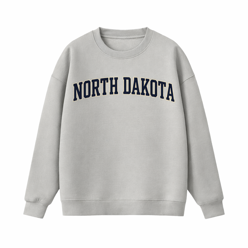 Collection 1 North Dakota Essential Heavyweight Crewneck Sweatshirt - Gray front
