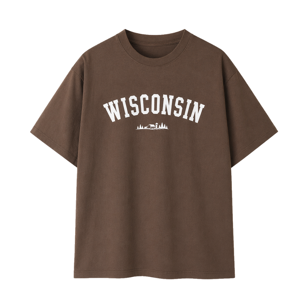 Collection 9 Wisconsin Essential Cotton T-Shirt - Coffee front