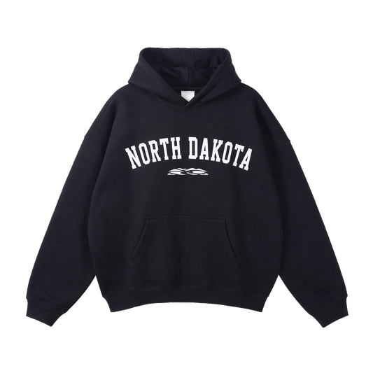 Collection 9 North Dakota Oversize Fleeced Hoodie - Black front