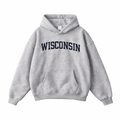 Collection 1 Wisconsin Oversize Fleeced Hoodie - Flower Gray front