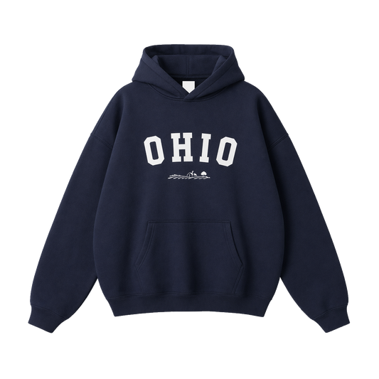 Collection 9 Ohio Oversize Fleeced Hoodie - Navy Blue front